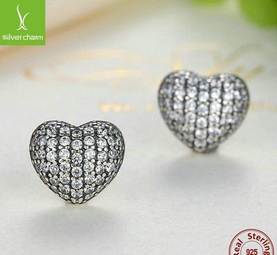 潘官網1:1S925銀鑲鉆耳釘 歐美新款熱賣貨源耳飾品 工廠