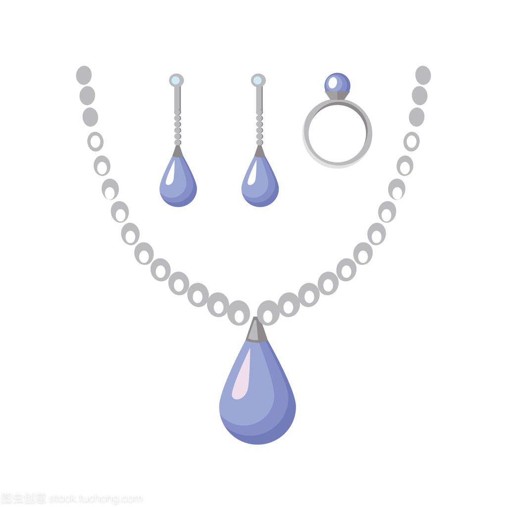 珠寶首飾設置項鏈、 戒指、 耳環(huán)孤立