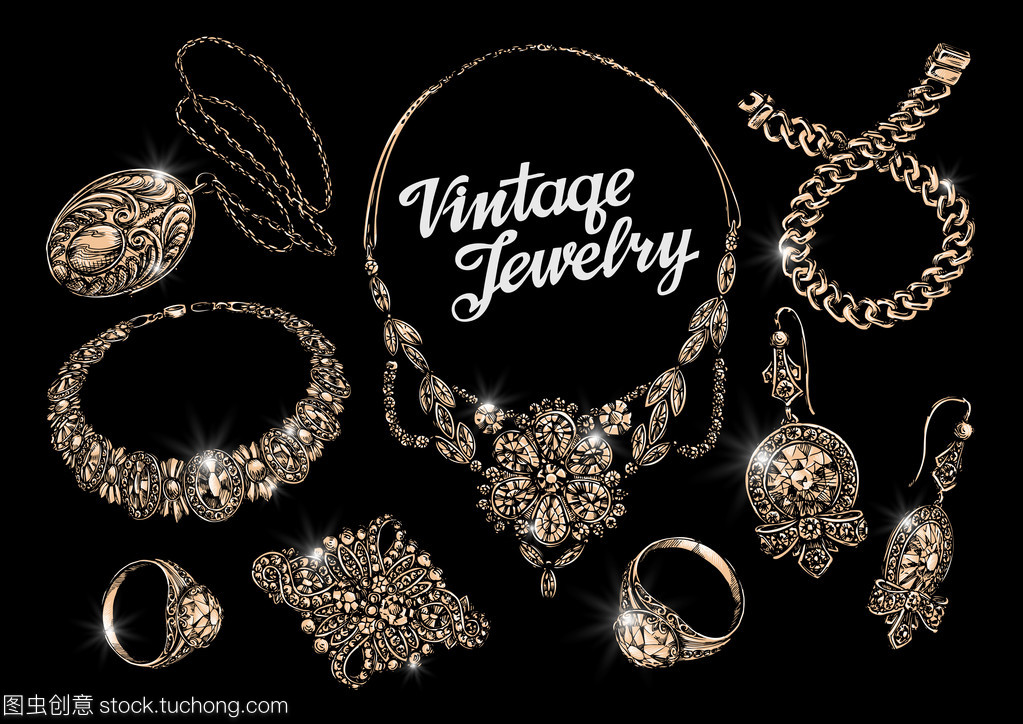 復古首飾。珠寶首飾。首飾店。手繪手鐲、 戒指、 吊墜、 項鏈、 鏈、 胸針、 耳環