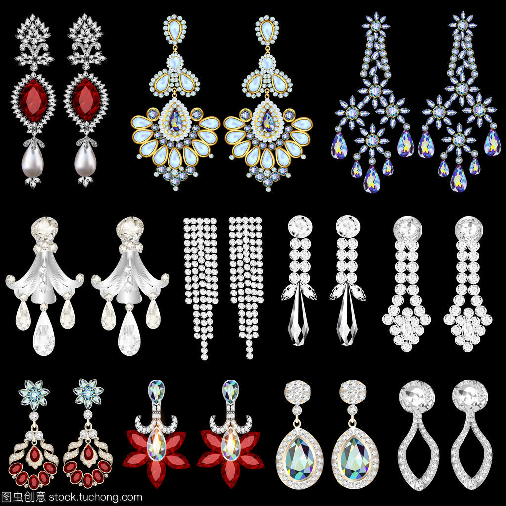 圖設(shè)置的寶石首飾耳環(huán)