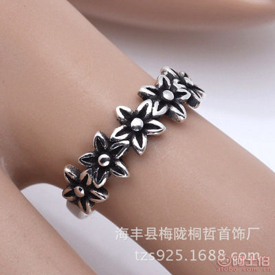 【桐哲銀飾S925純銀飾品手飾泰銀復古開口女式戒指廠家直銷批發R609003】海豐縣梅隴桐哲首飾廠 - 產品庫