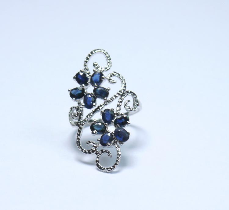 廠家直銷 批發 加工首飾珠寶 韓版純銀925天然藍寶石 女