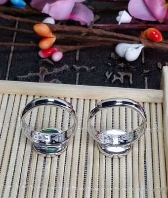 琥珀戒托 空托 925銀復古 鑲嵌蜜蠟銀托批發 活口戒指托9.8*9.8