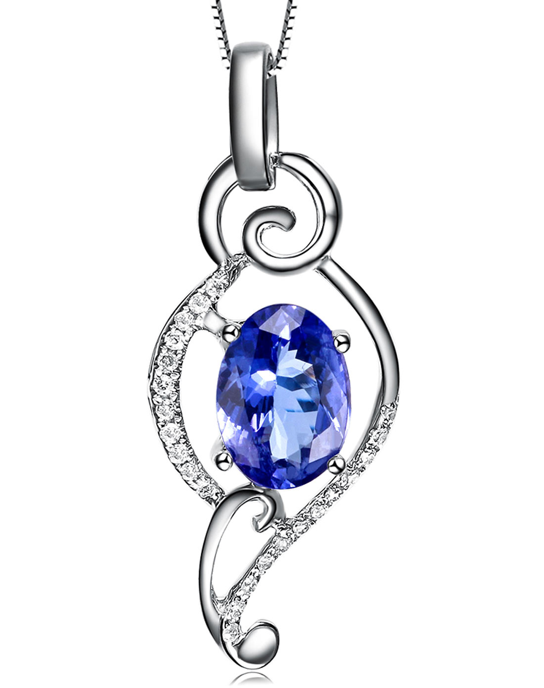 白18k金坦桑石吊墜