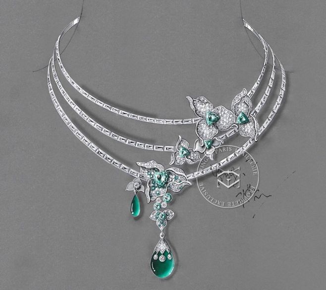 細(xì)膩的首飾手繪效果圖